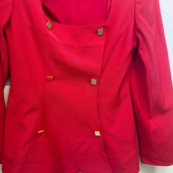 CLAUDE MONTANA Vintage 80s Tailored Blazer Jacket Futuristic Top Rare Red Wool 8 - Picture 4 of 16